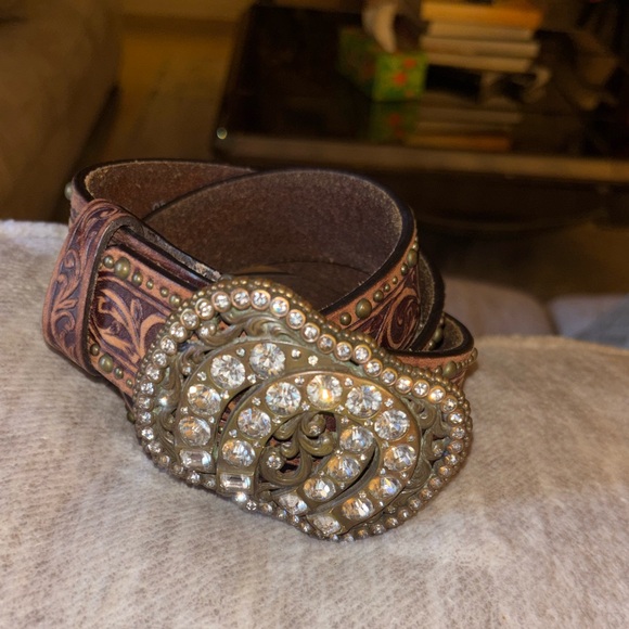 VINTAGE TONY LAMA Belt 38 Brown Cowhide leather Western Cowboy Rodeo - Picture 8 of 10